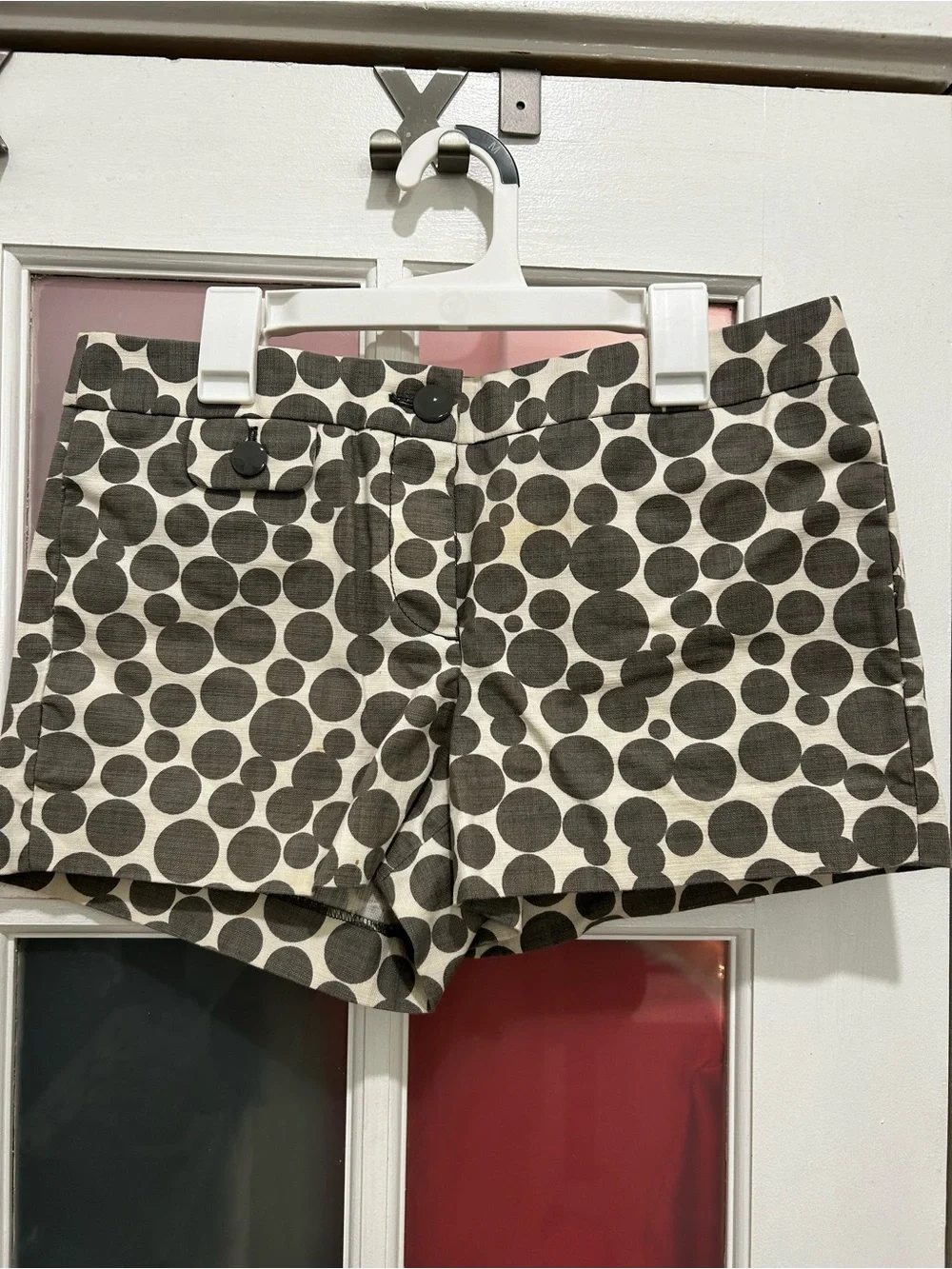 J. Crew Jubilee Shorts  Gray Ivory Deco Dots Cotton Twill Size 4